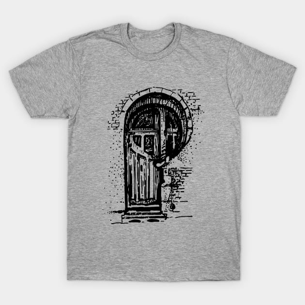 Author's design with the image of a door in the Art Nouveau style. T-Shirt by ElizabethArt